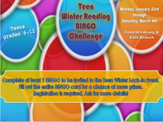 Teen Winter Reading BINGO Challenge @ Central Library or East Branch