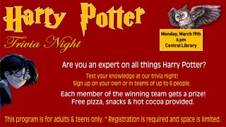 Harry Potter Trivia Night @ Central Library | Millersburg | Ohio | United States