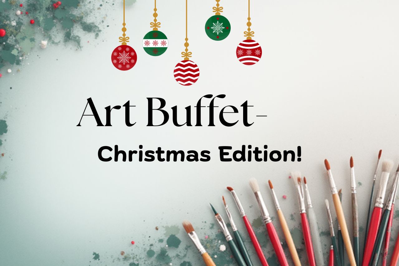 art supplies and Christmas ornaments