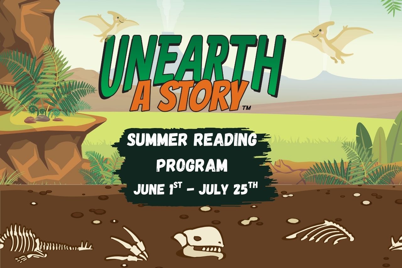 prehistoric scene with dinosaurs and fossils